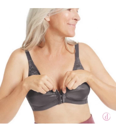 Sujetador NANCY mastectomía cierre delantero gris oscuro
